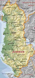 Kartenausschnitt von Albanien