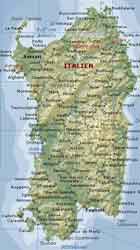 Kartenausschnitt von Sardinien